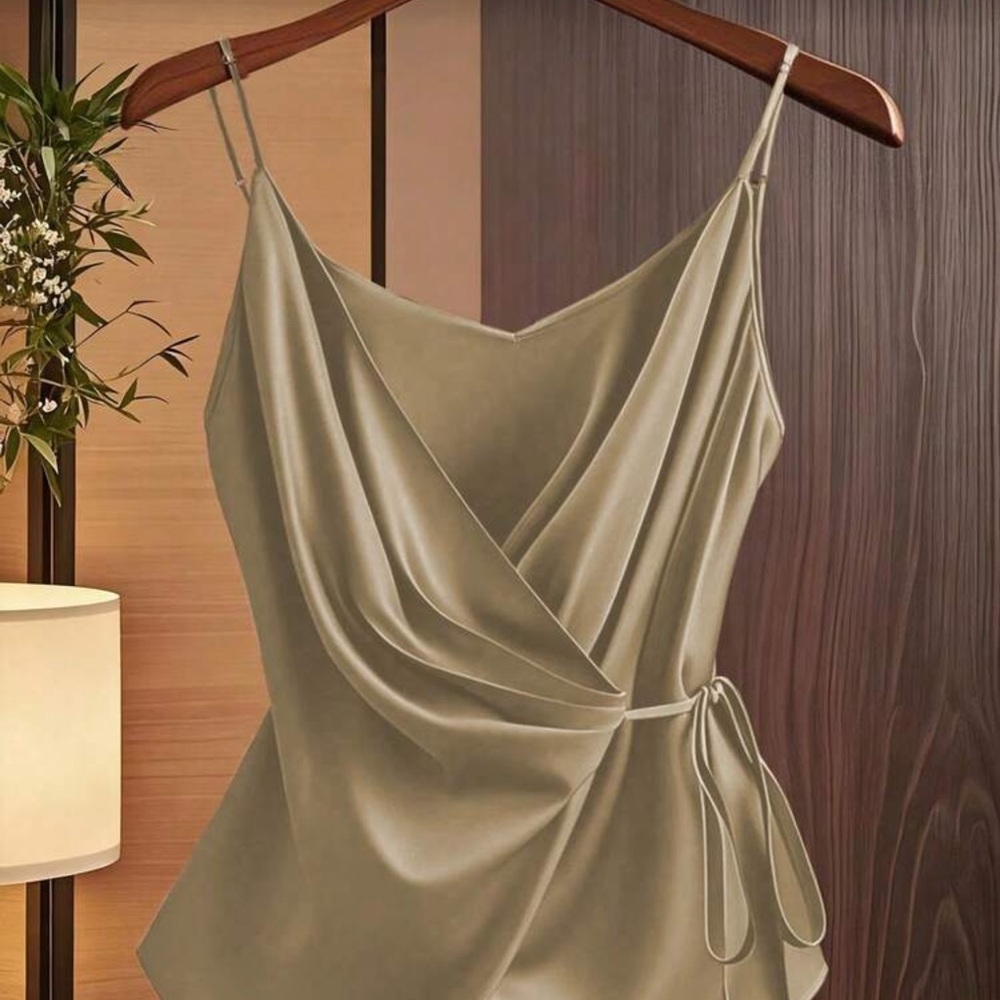 Elegant Camel Women's Drape Top